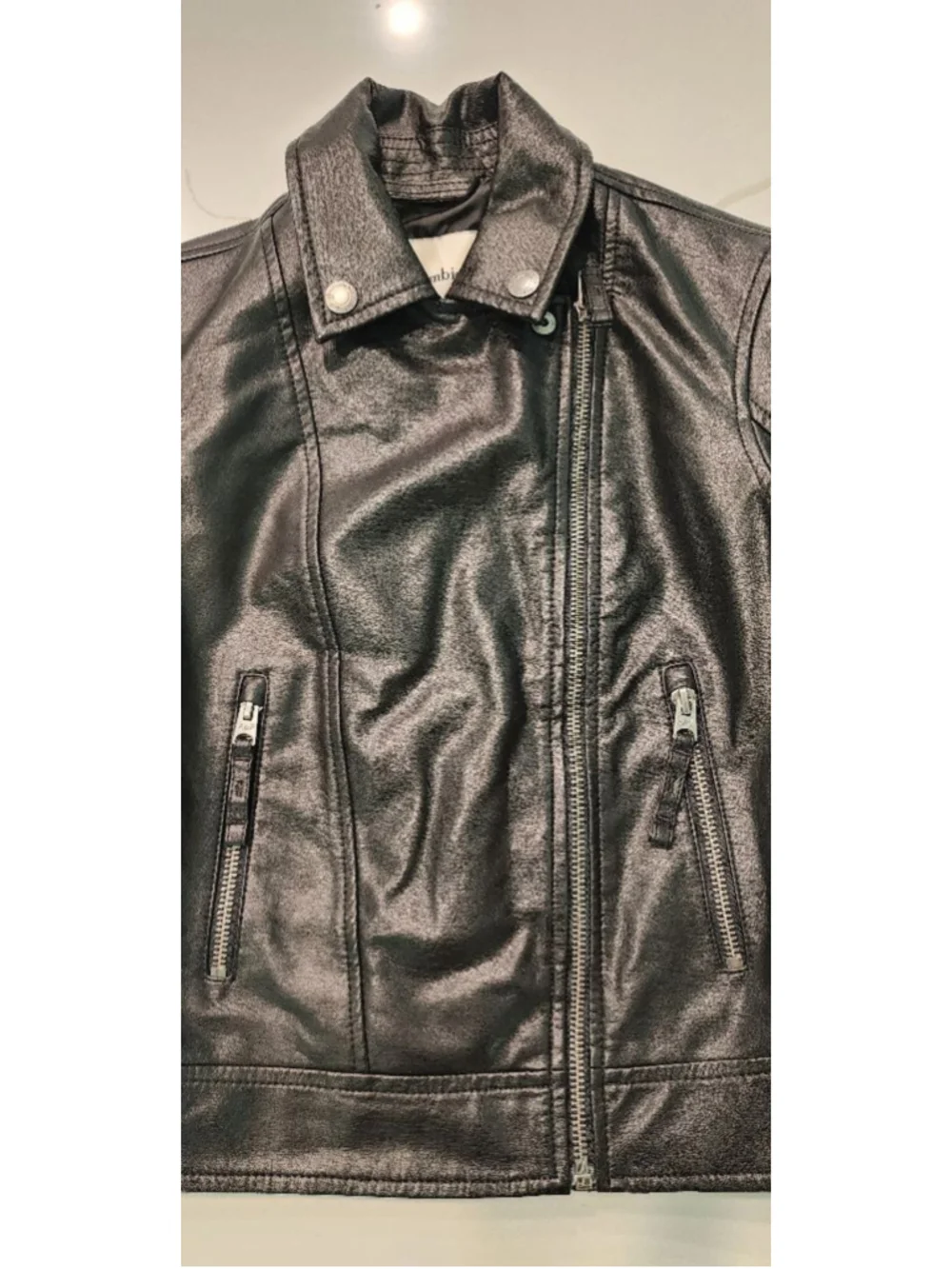 Abercrombie Kids Black Faux Leather Motorcycle Moto Biker Jacket Size 7/8